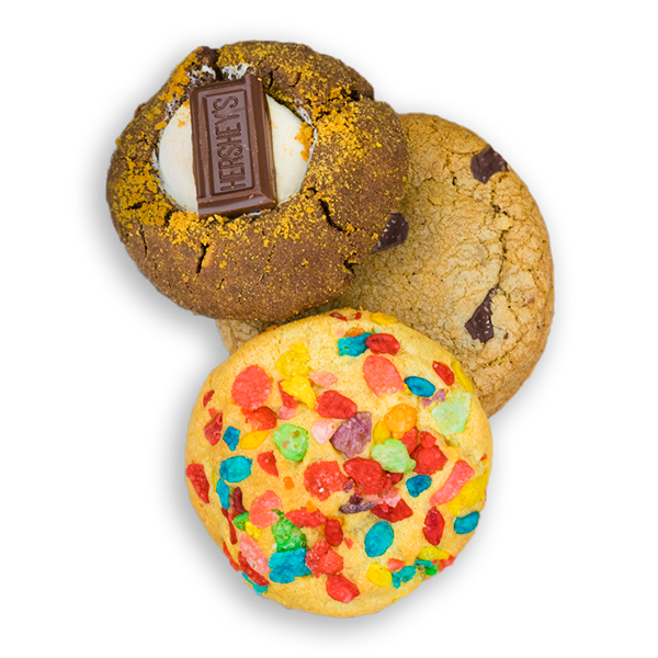 Picture of three cookies called fatties as an example of what a changing line up might look like.